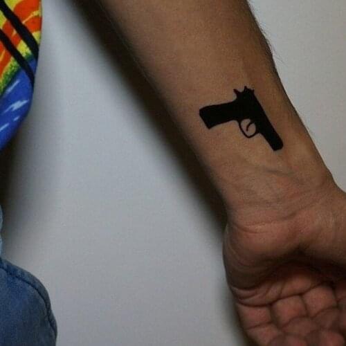 Waterproof Temporary Tattoo Sticker Classic Black Gun Small Size Body Art Fake Tatto Flash Tatoo Wrist Foot Hand for Men Women