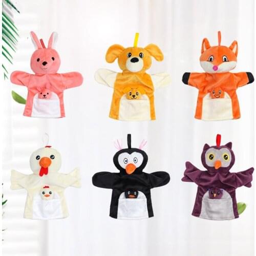 Parent-child Interaction Hand Puppet Baby Finger Cots Infant Plush Doll Cartoon Animals Appease Finger Cots Toys