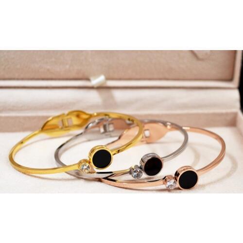 YUN RUO Woman Personality Zircon Inlay Bangles Rose Gold Color 316 L Stainless Steel Girlfriend Gift Never Fade 2017 New Arrival