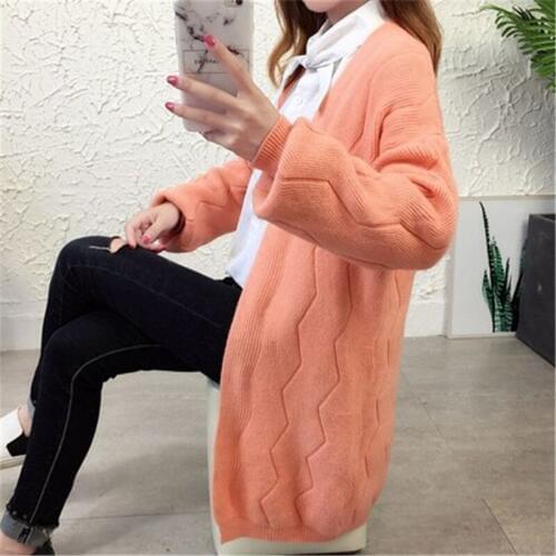 2019 New Autumn Knit Sweater Women Fashion Harajuku Loose Warm Cardigan Women College Casual Long Sleeve Winter Coat 553