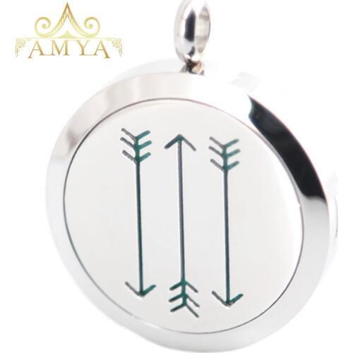 10pcs Arrow Aromatherapy Essential Oil Surgical Stainless Steel Perfume Diffuser Locket Necklace Pendant Free 20pcs Pads