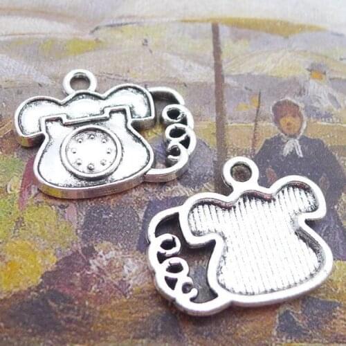 Newest 10Pieces 22*18mm Mixed Alloy Antique Silver Color Telephone Charms Vintage Pendant Accessory For DIY Jewelry Making