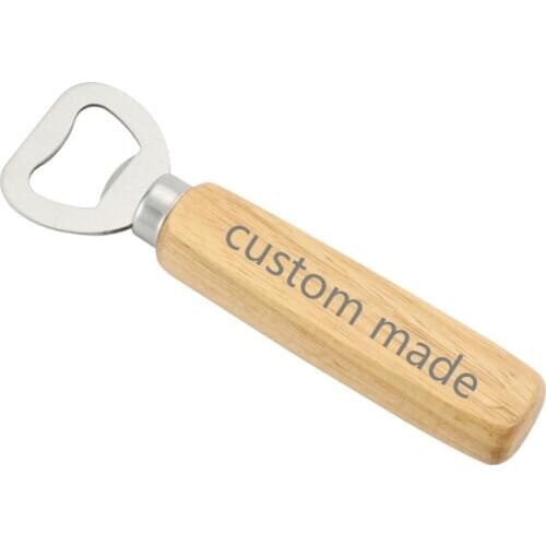100pcs eco-friendly Wood Handle Beer Bottle Opener Groomsmen Gift Custom Wedding Gift Soda Bottle Starter logo printing design