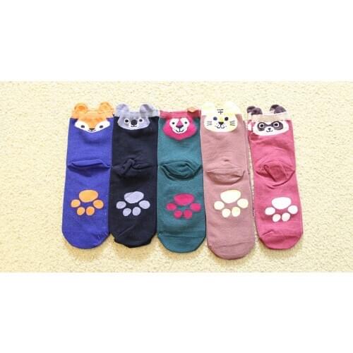 360pairs/lot 3D cute cartoon animal ear koala/tiger sock/fox print sock/animal paw print sock