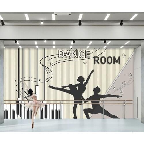 3D dance room ballet classroom piano keys European simple background wall decoration mural music room school classroom wallpaper
