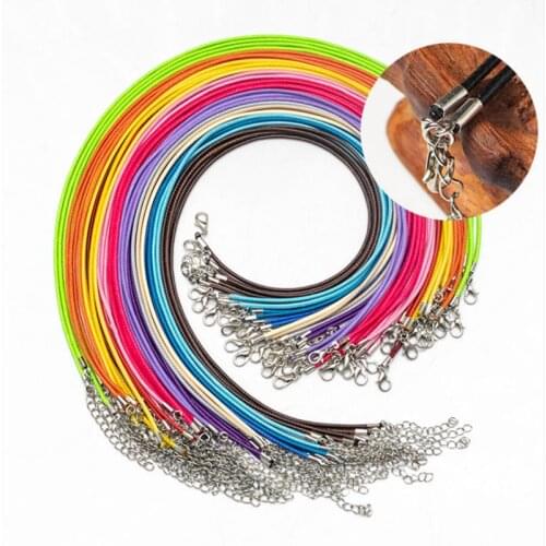 40pcs 1.5mm Waxed Necklace Cord Handmade Bracelet Pendant Rope DIY Jewelry Making Accessories with Lobster Clasps Extended Chain