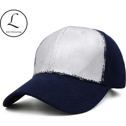 Brand GZHILOVINGL Quality Cotton Hip Hop Silver Gold Metallic Baseball Cap Hat Women Men Snapback Autumn Winter Baseball Cap