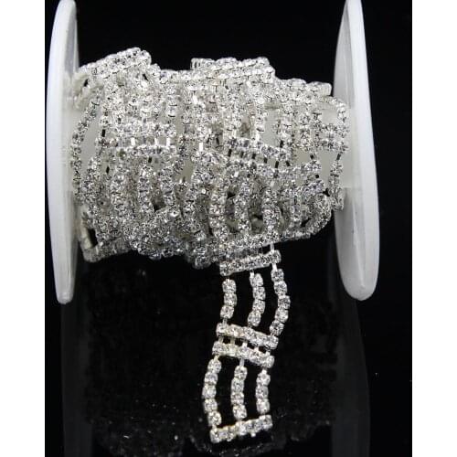 5Yards Bridal Crystal Applique Chain Rhinestone Sew on Wedding Applique Trim Glass Crafts