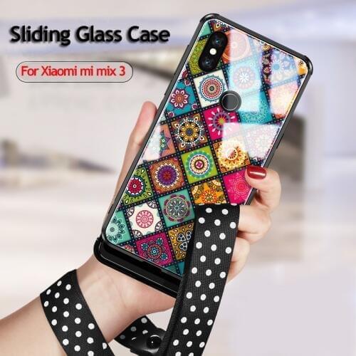 For Xiaomi mi Mix 3 case slide glass painted cover, Vpower tempered shockproof Phone case for xiaomi mi mix3 mix 3 Luxury shell