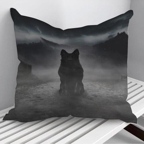 Black Dog in the Fog Throw Pillows Cushion Cover On Sofa Home Decor 45*45cm 40*40cm Gift Pillowcase Cojines Dropshipping