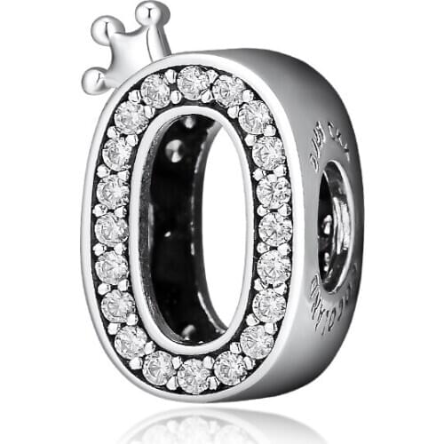 CKK Fit Pandora Bracelet Sparkling Number 0 Beads For Jewelry Making Charms Sterling Silver 925 Original Bead Charm Kralen