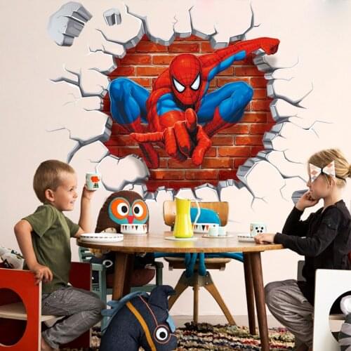 Disney Marvel Broken Wall Wall Stickers Decoration Superhero Mural Dormitory Background Bedroom Avengers Wall Stickers