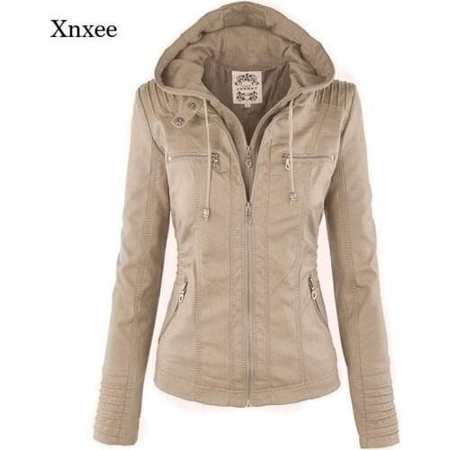 Women Basic Jacket Winter Faux Leather Jacket Coat Pu Plus Size Female Motorcycle Jacket Faux Leather Hoodies Outerwear Clothing