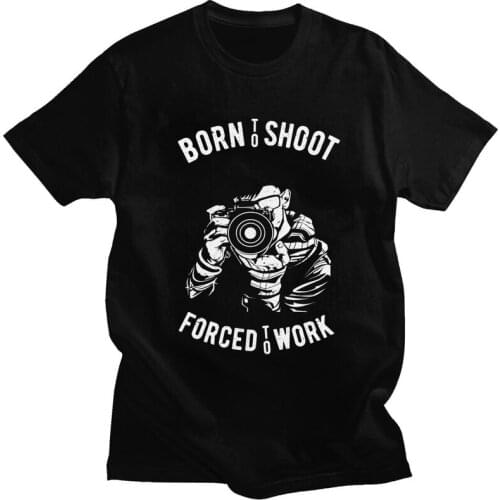 Born To Shoot Photographer T Shirt Men Short Sleeved Photography Camera T-shirts Printed Tee Cotton Slim Fit Tshirts Merch