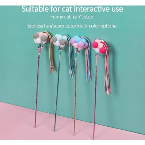 Tassel Colored Beaded Cat Toys Plastic Kitten Interactive Stick 5 Color Funny Cat Rod Game Stick Toy Pet Supplies Cat Pet Stick