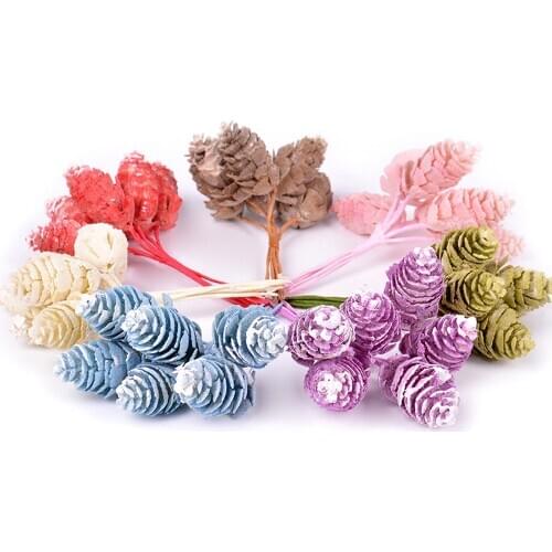 6pcs artificial plants Simulation Pine cone christmas decorations for home wedding accessories scrapbooking pompom silk flowers