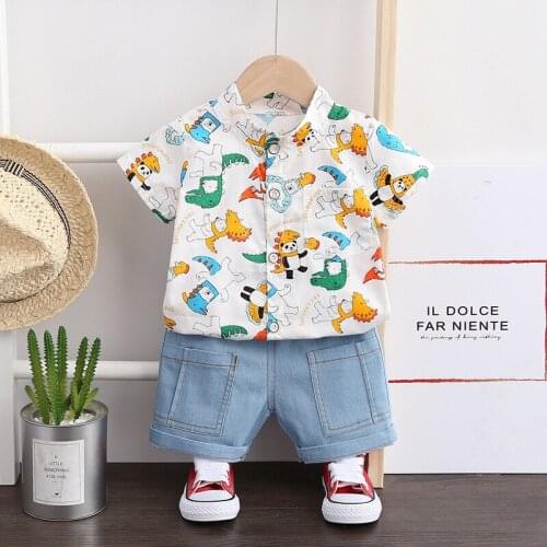 Baby Boy Clothes Sets 2021 Summer Casual Cotton Kid Turn-down Top +Shorts Toddler Short Sleeve Wedding Sports Outfits Children 4