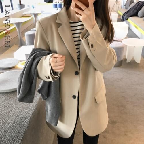 LANMREM 2021 autumn new casual fashion women loose plus temperament solid color single-breasted blazer TC782