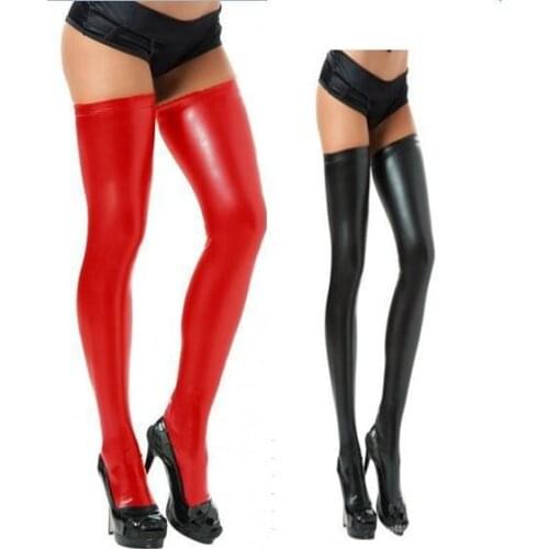 Hot Sale Free Shipping Black or Red Punk Leather Leggings Faux Leather Gothic Leggings+G-string Stretch Sexy Cheap Good Quality