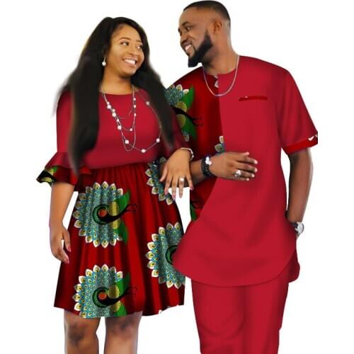 2020 Summer African Clothes For Couples Women Dress And Men Shirt Family Clothes Couples Traditional Clothing For Lover SL3580