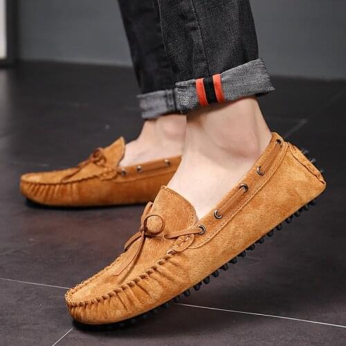 Summer Men Casual Fashion Men Cow Suede Leather Men Loafers Moccasins Slip On Mens Flats Party Wedding Male Driving Shoes