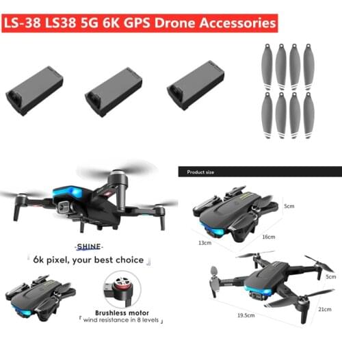 LSRC LS-38 LS38 5G 6K GPS Drone Spare Part 7.4V 2200MAH Battery/propeller For LS38 GPS Accessories LS38 RC Drone Battery Blades