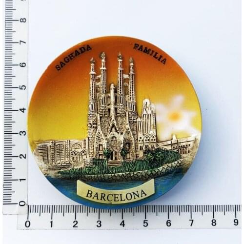 Barcelona Spain)Fridge Magnet Creative Travel Commemorate Crafts 3D Ornaments Magnetism Resin Material Refrigerator Stickers