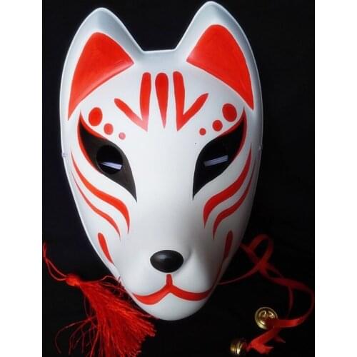 Hand-Painted Full Face Japanese Style Thick PVC Cosplay Mask Masque Collection for Party Carnival Halloween Fox Mask Men Women