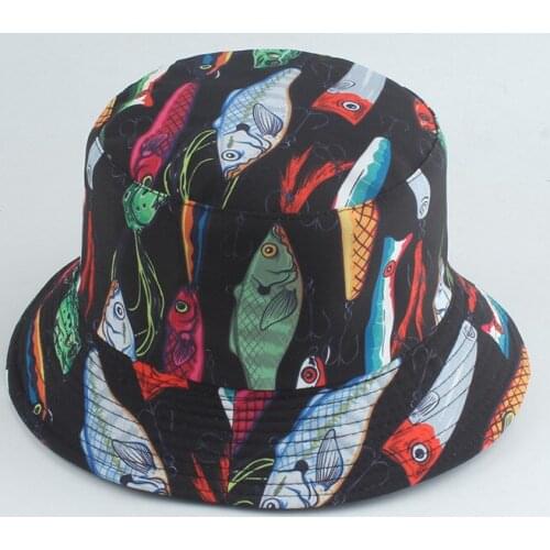 Bucket Hat Black Fish Men Women Reversible Sun Summer Beach Cap Spring Climbing Holiday Outdoor Accessory For Teenagers