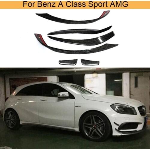 A Class Car Front Bumper Splitter Canards Fin for Mercedes-Benz A180 A200 A250 A45 AMG 2013 - 2016 Car Fog Lamps Trims