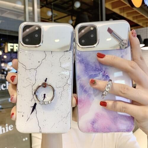 Luxury Mirror Marble Case for Samsung Galaxy S20 Ultra A51 A71 5G Note 10 Plus A70 A50 Note 10 Lite Ring Stand Phone Case Cover