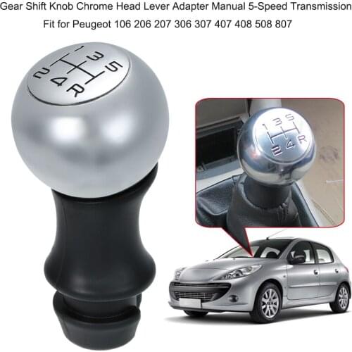 KKMOON 5-Speed Manual Gear Shift Knob Chrome Head Lever Adapter auto product Fit for Peugeot 106 206 207 306 307 407 408 508 807