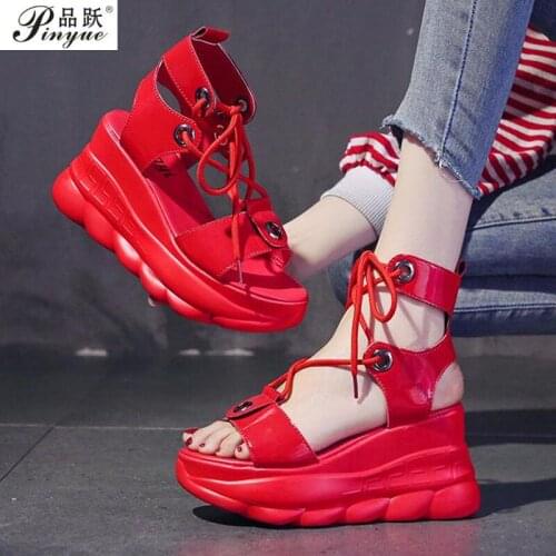 Fashion Wedges Shoes For Women Sandals 7CM High Heels Summer Shoes 2021 Sexy Femme Leather Platform Sandals White shoes