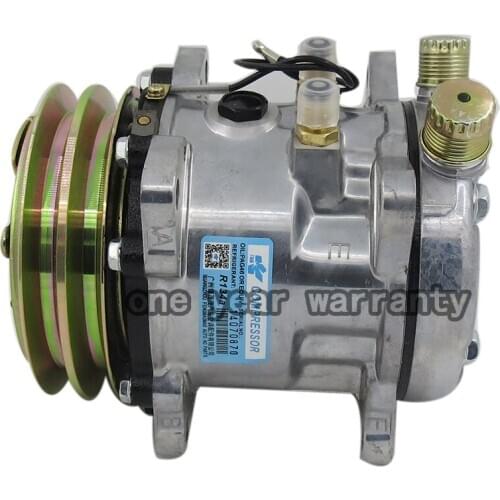 Sanden SD507 5H11 507 AC Compressor 12V / 24V 2 Groove V Belt Pulley Tractor Excavator Heavy Duty Truck Hot Rod