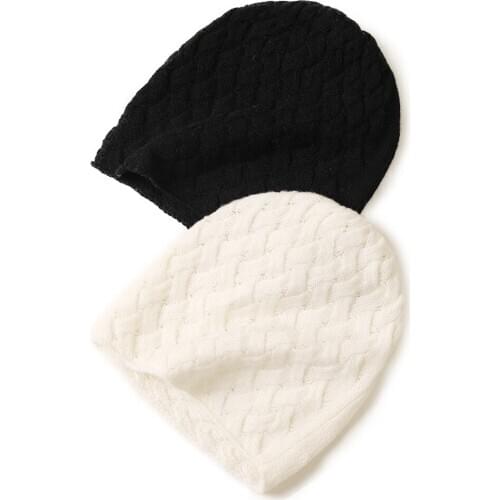 Solid color Fashion Super Warm Soft 100% Cashmere Hat Luxury Brand Pure Cashmere Hat Women knitted Hat Head Winter Autumn