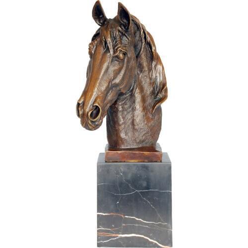 Horse Head Statue Sculpture Bronze Animal Bust Figurine Art Gorgeous Office Desk Home Cabinet Decor Gifts