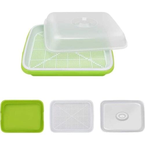 3-Pack Seed Sprouter Tray Soil-Free Big Capacity Healthy Wheatgrass Grower Sprouting Container Nursery Pots Kit with Lid