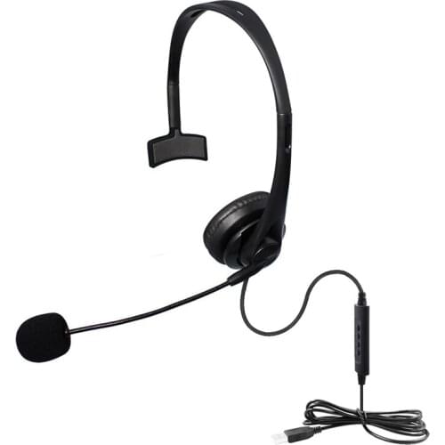 USB Call Center Headset with Noise Cancelling Mic Monaural Headphone for PC Home Office Phone Service Plug and Play
