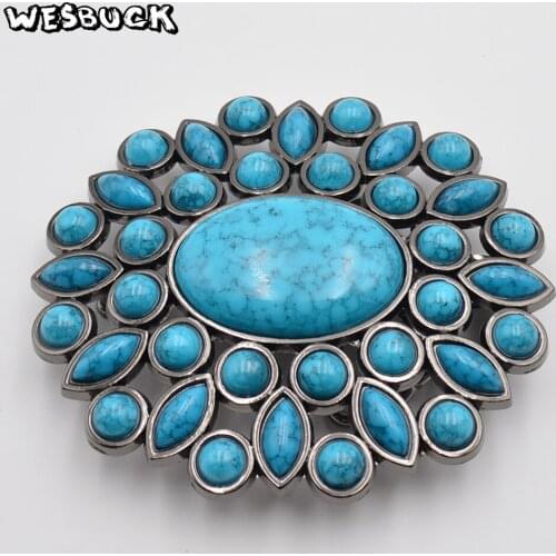 WesBuck Brand Fashion Flower Shape Belt Buckle Mens Women Designer Belt Buckles With PU Belt Holiday gifts