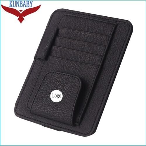 10 Pcs Leather Eye Glasses Card Bill Pen Holder Clip Car Accessory Sun Visor Sunglasses Credit Card Cover For BMW Audi Benz