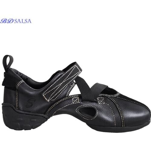 New Designer Womens Square Jazz International Dance Shoes Genuine Leather Cowhide Breathable Soft Bottom Female Sandals Summer