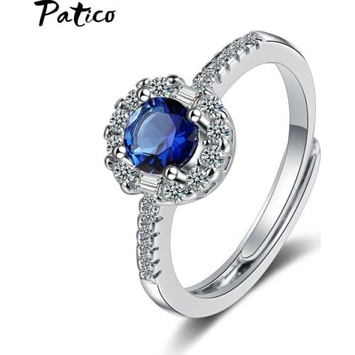 925 Sterling Silver Trendy Crystal Proposal Rings For Women Girls Adjustable Size Fashion Jewelry Valentines Day Gift