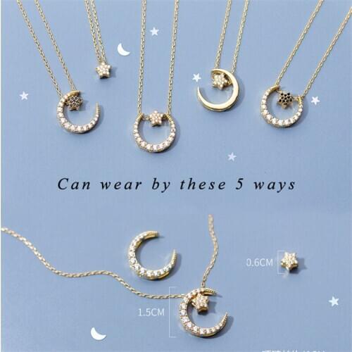 Choker Minimalism Crescent Moon Pendants Necklaces Women CZ Star Charm Gold Color Necklace Gifts For Women Bridesmaid Gift
