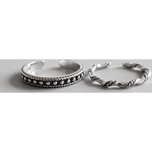 Retro 100% 925 sterling silver twist beads rings for women fine jewelry, vintage opening ring woman 925 silver accessories