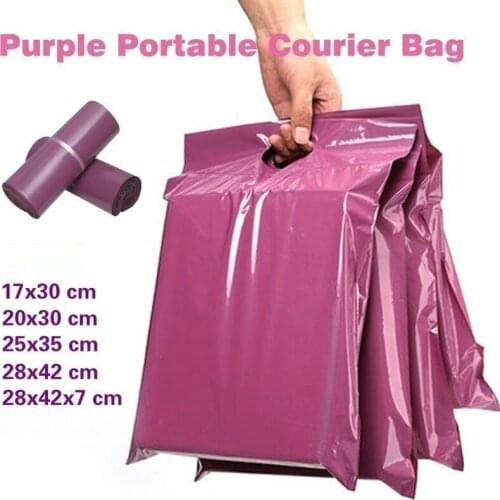 100pcs / Lots Purple Tote Bag Express Bag Courier Bags Self-Seal Adhesive Thick Waterproof Plastic Poly Envelope Mailing Bags