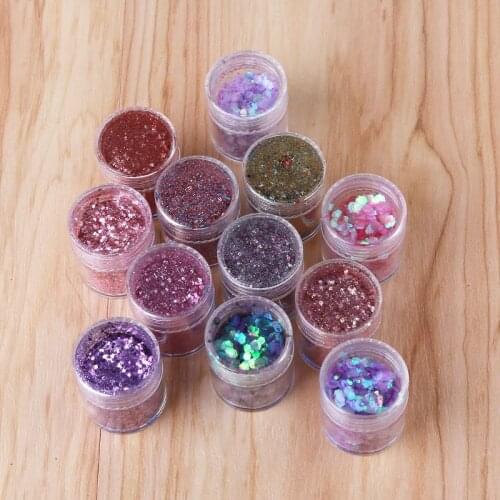 12 Box Cosmetic Festival Chunky Sequins Epoxy Resin Pigment Body Face Hair Nair Art Glitters Paillette Iridescent Flakes
