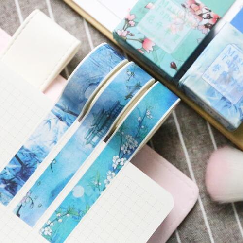2 pcs 1.5cm * 7m Cute Kawaii Landscape Masking Washi Tape DIY Decorative Adhesive Tape For Scrapbooking Decoration