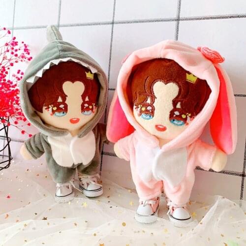 20cm Plush idol dolls YiBo Sean Xiao dinosaur rabbit unicorn cow one-piece garment Doll Accessories Present Replaceable Clothes