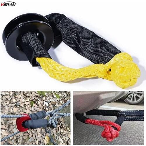 2021 Yellow UHMWPE Rope Shackle Recovery Ring 38,000lbs Synthetic Soft Shackle Block Snatch for ATV UTV SUV Offroad 4x4 Recovery