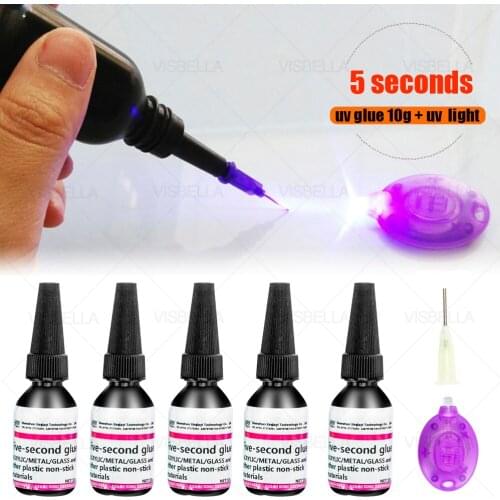 3/2/1PCS UV Light Glue Adhesives Sealers Caulk UV Liquid Glue 5 Seconds Fix for Glass Plastic Light Model Ceramics Line Repair